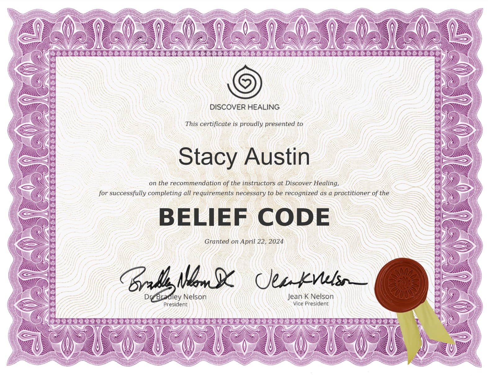 Belief Code Certificate